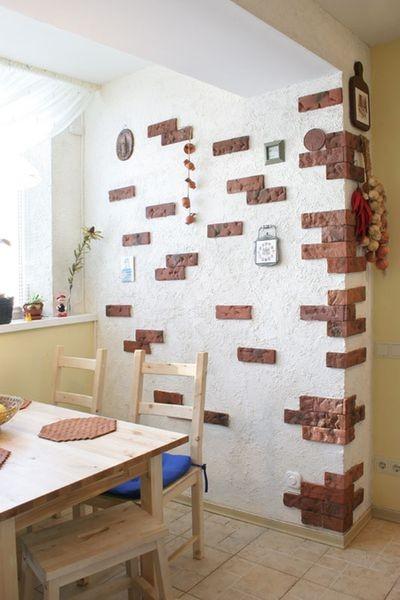 Искусственный декоративный камень на кухне: оформление стен, фартука